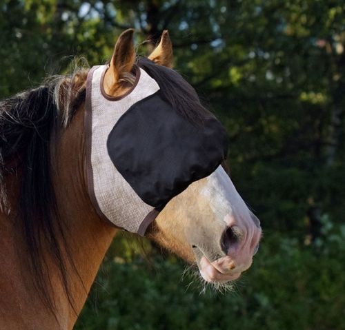 Kensington UViaitor Dartless Fly Mask w/Web Trim and Forelock Opening - Desert Sand