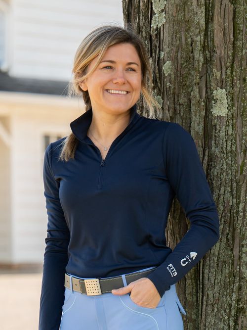 FITS Women's Trio Graphic 1/4 Zip Long Sleeve - Navy