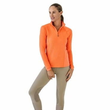 Ovation Women's Quarter Zip Long Sleeve Textured Sun Shirt - Spice