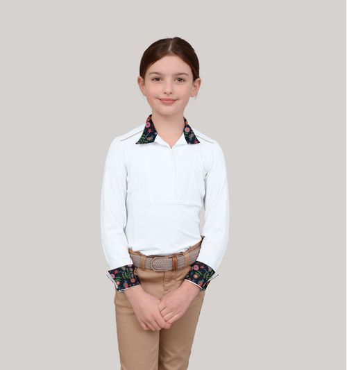 READY TO SHIP: Chestnut Bay Kids' SkyCool Liberty Long Sleeve Show Shirt - Small - White
