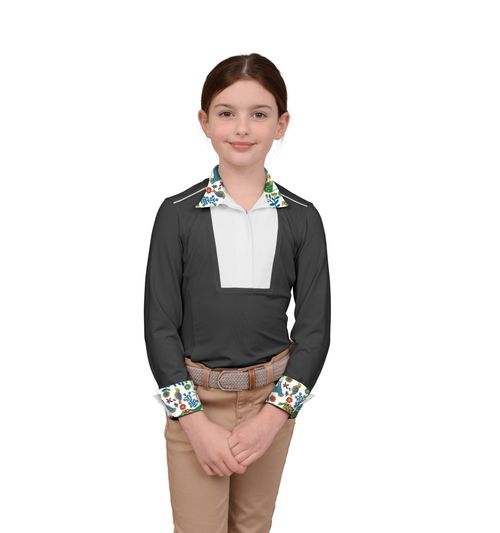 READY TO SHIP: Chestnut Bay Kids' SkyCool Liberty Long Sleeve Show Shirt - Medium - Raven