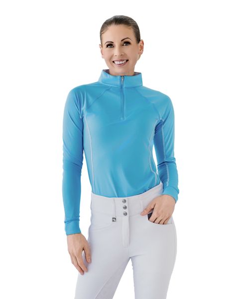 Romfh Women's 1/4 Zip Long Sleeve Solid Sun Shirt - Sky