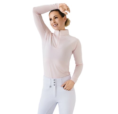 Romfh Women's 1/4 Zip Long Sleeve Solid Sun Shirt - Soft Pink
