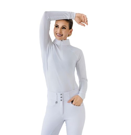 Romfh Women's 1/4 Zip Long Sleeve Solid Sun Shirt - White