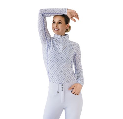 Romfh Women's 1/4 Zip Long Sleeve Print Sun Shirt - Mist Grey Little Bits