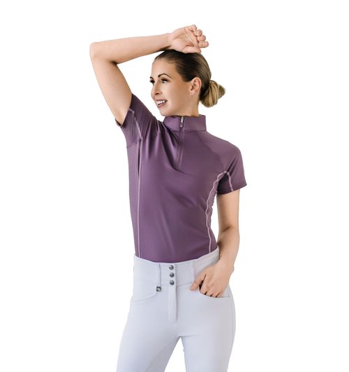 Romfh Women's 1/4 Zip Short Sleeve Zip Sun Shirt - Pluot