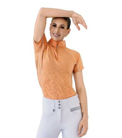 Romfh Women's 1/4 Zip Print Short Sleeve Sun Shirt - Sunbaked Orange Floral