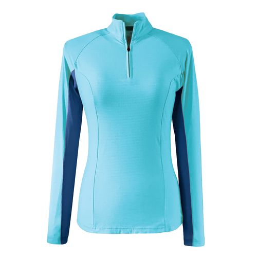 Ovation Women's Altitude Solid Sun Shirt - Aqua/Navy