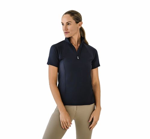 Ovation Women's Core Half Zip Short Sleeve Sun Shirt - Black/Black