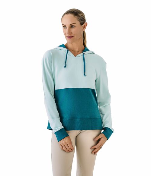 Ovation Women's Color Block Pullover Hoodie - Aqua/Deep Teal
