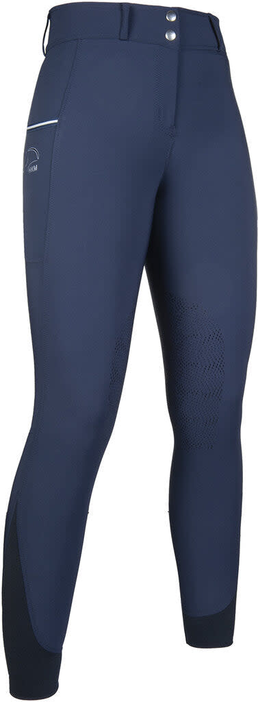 HKM Women's Comfort Flo Silicon Knee Patch Breeches - Deep Blue