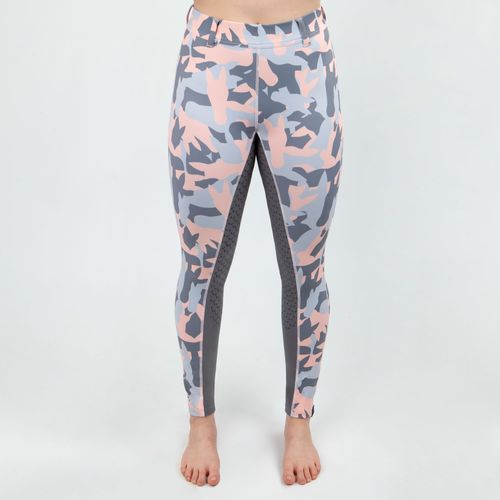 READY TO SHIP: Irideon Women's Horsehead Camo Knee Patch Tights - Large - Radiant Peach