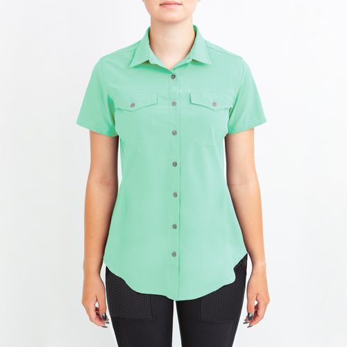 READY TO SHIP: Irideon Women's Aspen Short Sleeve Trail Shirt - Small - Island Green