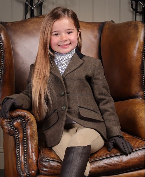 Shires Aubrion Kids' Saratoga Tweed Jacket - Green Check