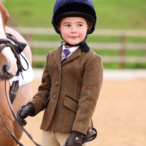 Shires Aubrion Kids' Saratoga Tweed Jacket - Rust Check