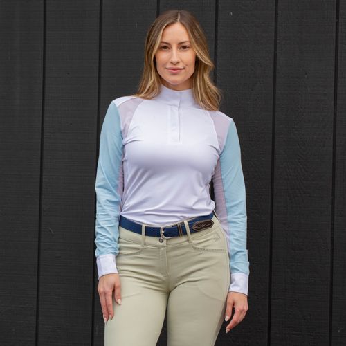 Equinavia Women's Sonja Long Sleeve Show Shirt - White/Winter Sky