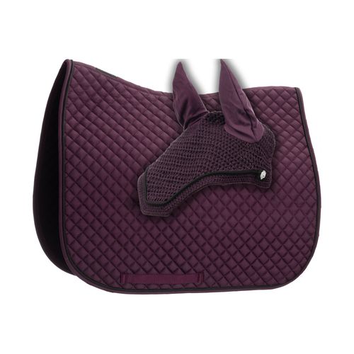 Equinavia Voss Dressage Saddle Pad and Bonnet Set - Plum Wine/Black