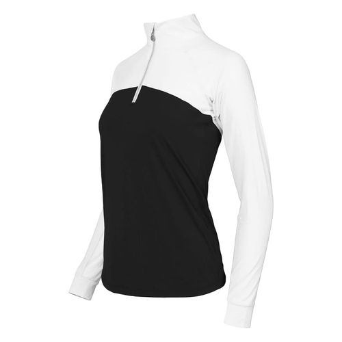 Dapplebay Women's 1/4 Zip Long Sleeve Shirt - Black/White