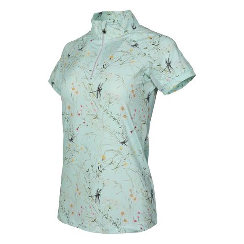 Dapplebay Women's 1/4 Zip Short Sleeve Shirt - Green Dragonfly Meadow
