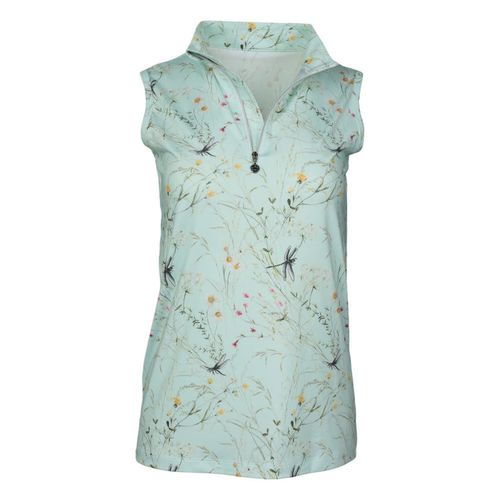Dapplebay Women's Dragonfly Meadow 1/4 Zip Sleeveless Shirt - Green