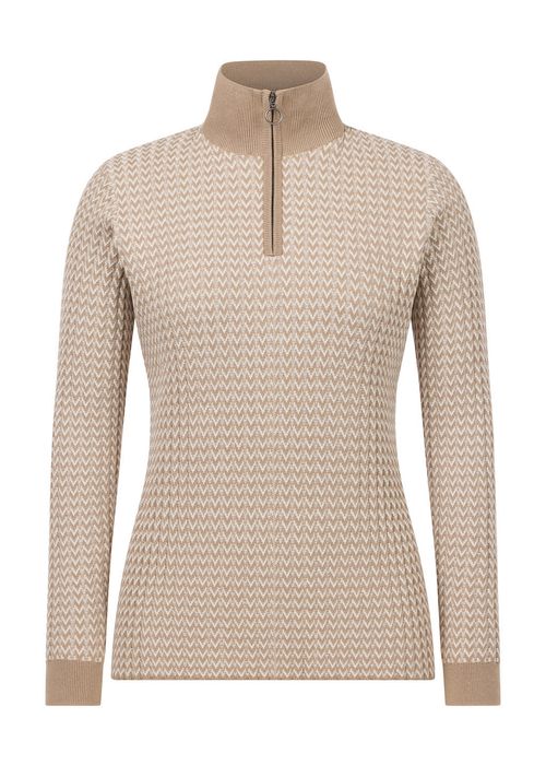 Kerrits Women's Quarter Zip Herringbone Sweater - Sand/Soft White