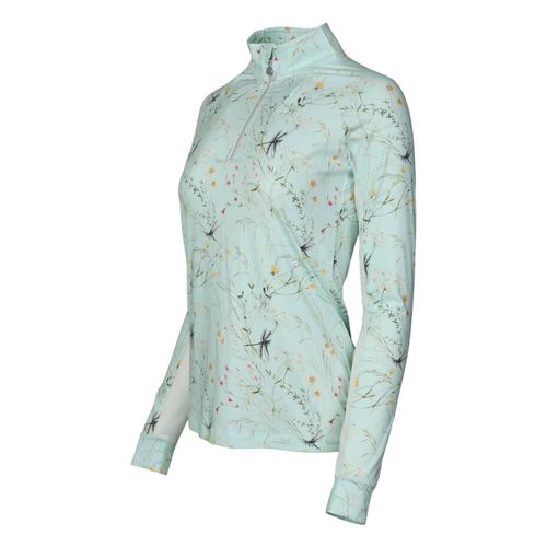 Dapplebay Women's 1/4 Zip Long Sleeve Shirt - Dragonfly Meadow