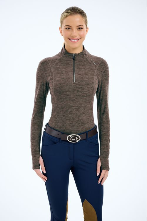 RJ Classics Women's Logan 2.0 1/4 Zip - Deep Taupe Heather