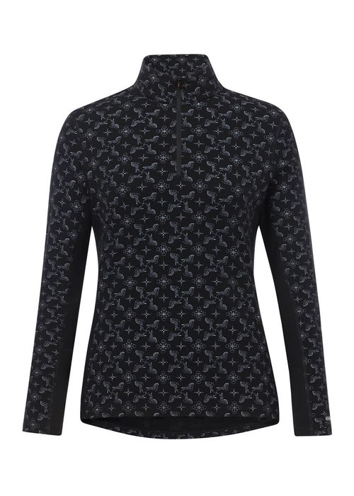 Kerrits Women's Stable Temp Merino Wool Quarter Zip Top - Black Horse Quadrille