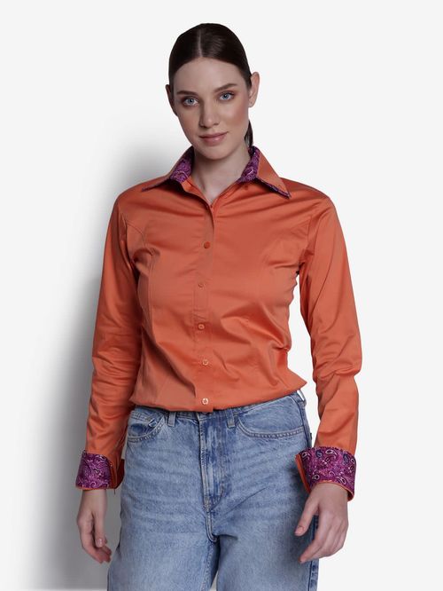 TuffRider Women's Adey Double Collar Shirt - Rust