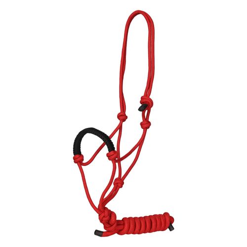 TuffRider Rugged Rope Halter Braided Noseband w/Lead - Red
