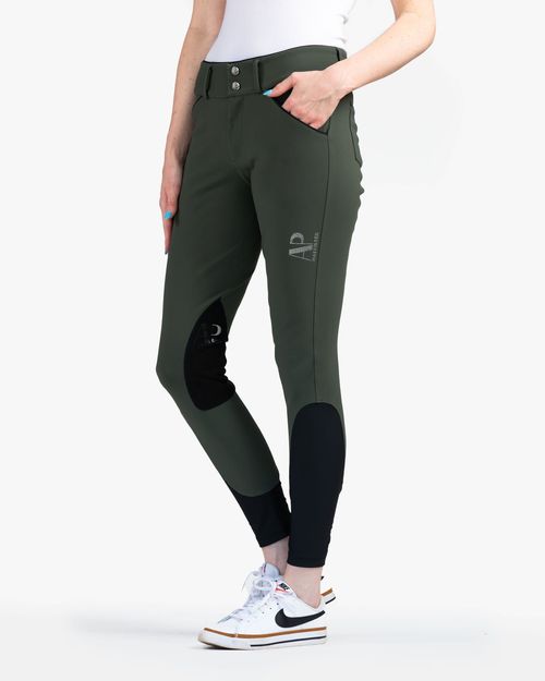 Hassinger Women's Sedgefield Front Zip Breeches - Olive Green