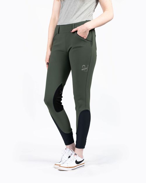 Hassinger Women's Wellington Side Zip Breeches - Olive Green