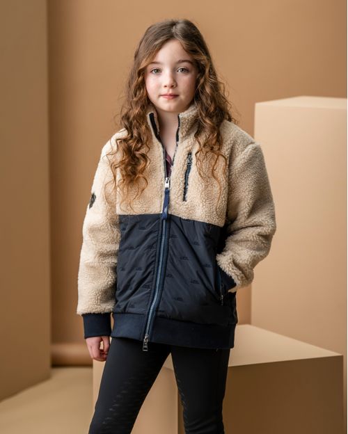 Alessandro Albanese Kids' Lori Zip Through Borg Fleece - Sand/Navy