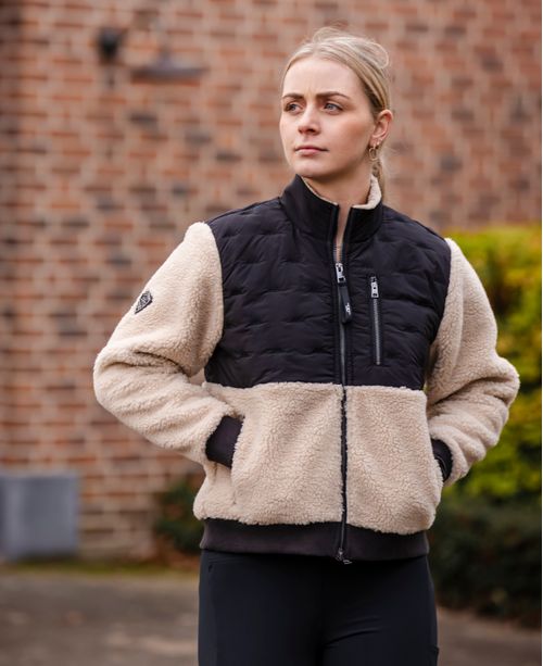 Alessandro Albanese Women's Lorenza Zip Through Borg Fleece - Sand