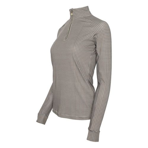 Dapplebay Women's 1/4 Zip Shirt - Tan Houndstooth
