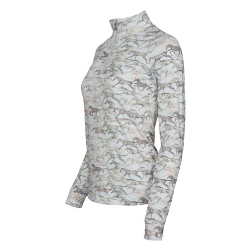 Dapplebay Women's Watercolor 1/4 Zip Long Sleeve Shirt - Galloping Greige