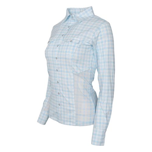 Dapplebay Women's Button Down Western Shirt - Blue Gingham