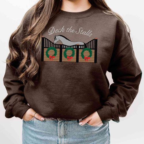 Dapplebay Women's Holiday Crewneck Sweatshirt - Deck the Stalls