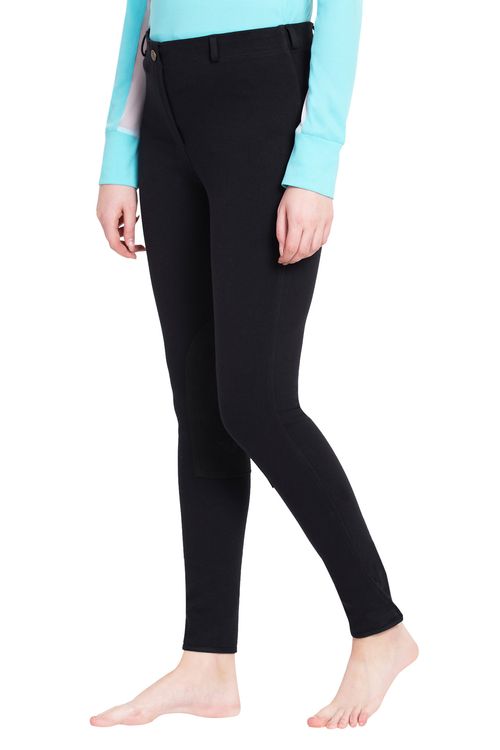 SALE RACK: TuffRider Women's Cotton Pull-On Knee Patch Plus Breeches - 42 Regular - Black