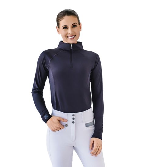 BARN BUSTER: Romfh Women's 1/4 Zip Long Sleeve Solid Sun Shirt - X Large - Black