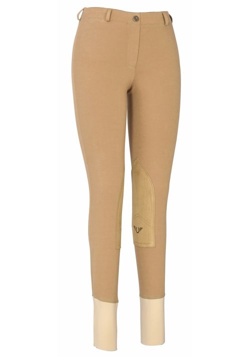 READY TO SHIP: TuffRider Women's Cotton Lowrise Pull-On Knee Patch Breeches - 28 Regular - Sand