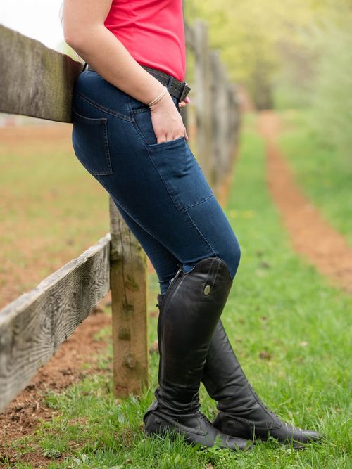 OVERSTOCK: FITS Women's Denim Full Seat Tread Breeches - Large - Midnight