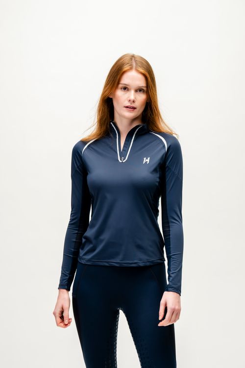 OVERSTOCK: Horseware Women's Stamina Long Sleeve 1/4 Zip Top - Large - Navy