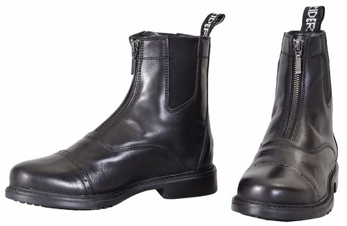 READY TO SHIP: TuffRider Kids' Baroque Front Zip Paddock Boots w/Metal Zipper - 3 - Black