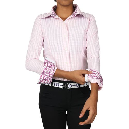 BARN BUSTER: TuffRider Kids' Adey Girls Double Collar Shirt - Medium - Pink Check