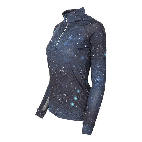 Dapplebay Women's 1/4 Zip Long Sleeve Shirt - Midnight Constellation