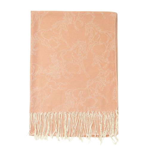 AWST Lila Linear Horses Pashmina Scarf - Rose
