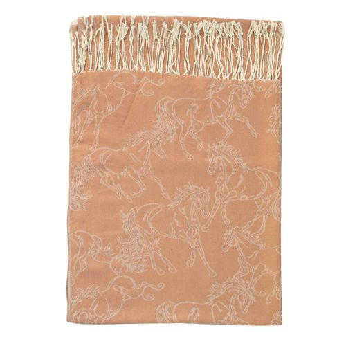 AWST Lila Linear Horses Pashmina Scarf - Mocha
