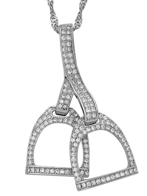 AWST Rhodium Horse Double Stirrup Necklace