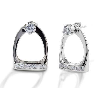AWST Sterling Silver & CZ Stirrup Earrings